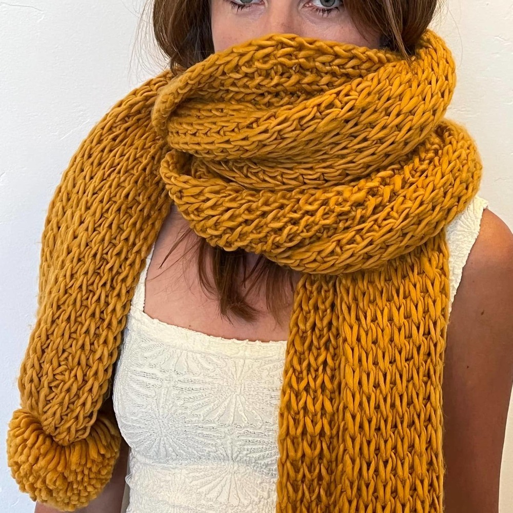 Thick chunky dark orange scarf